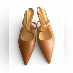 C.Paravano Brown Mary Jane Slingback Pointed Toe Heels Size 41 / US 10 NIB
